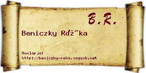 Beniczky Réka névjegykártya